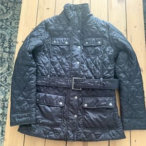 Banana Republic Quilted Black Belted Jacket size SP